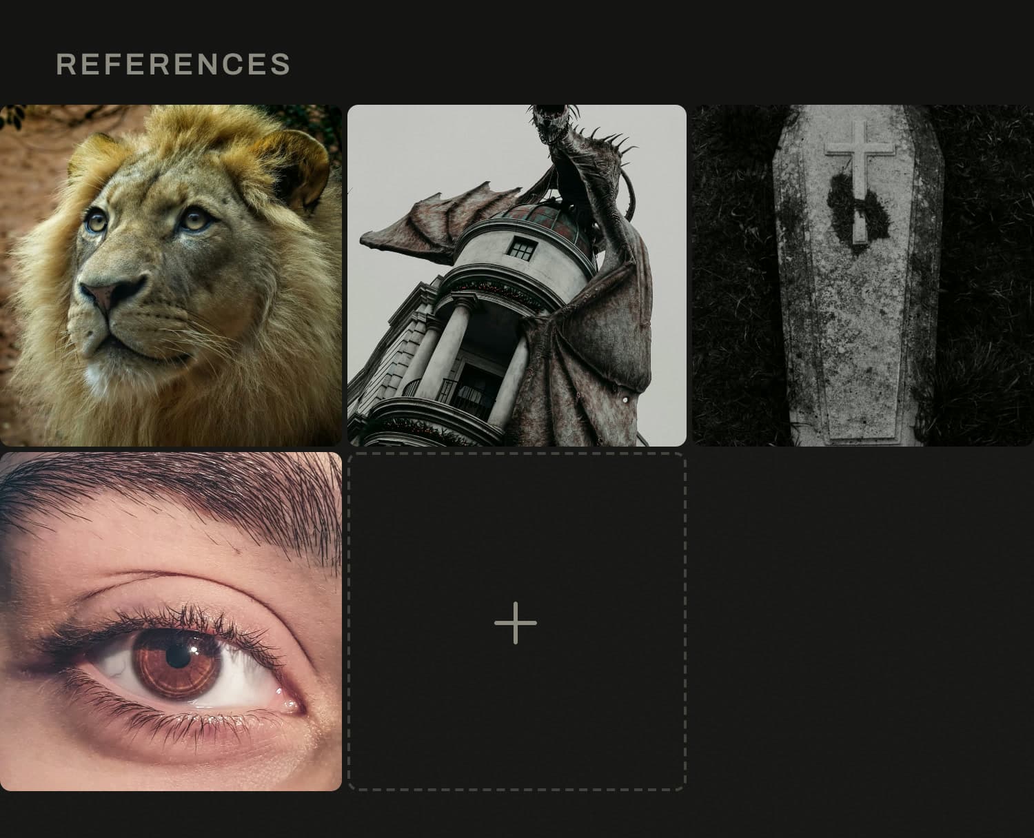 a piece's reference photos collected in one place on its file